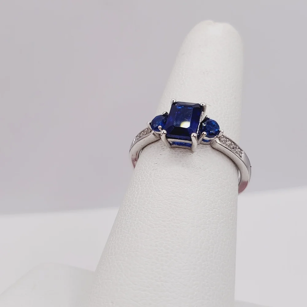 Genuine Blue Spinel Ring 925 Ring Sterling Silver Ring Blue Ring